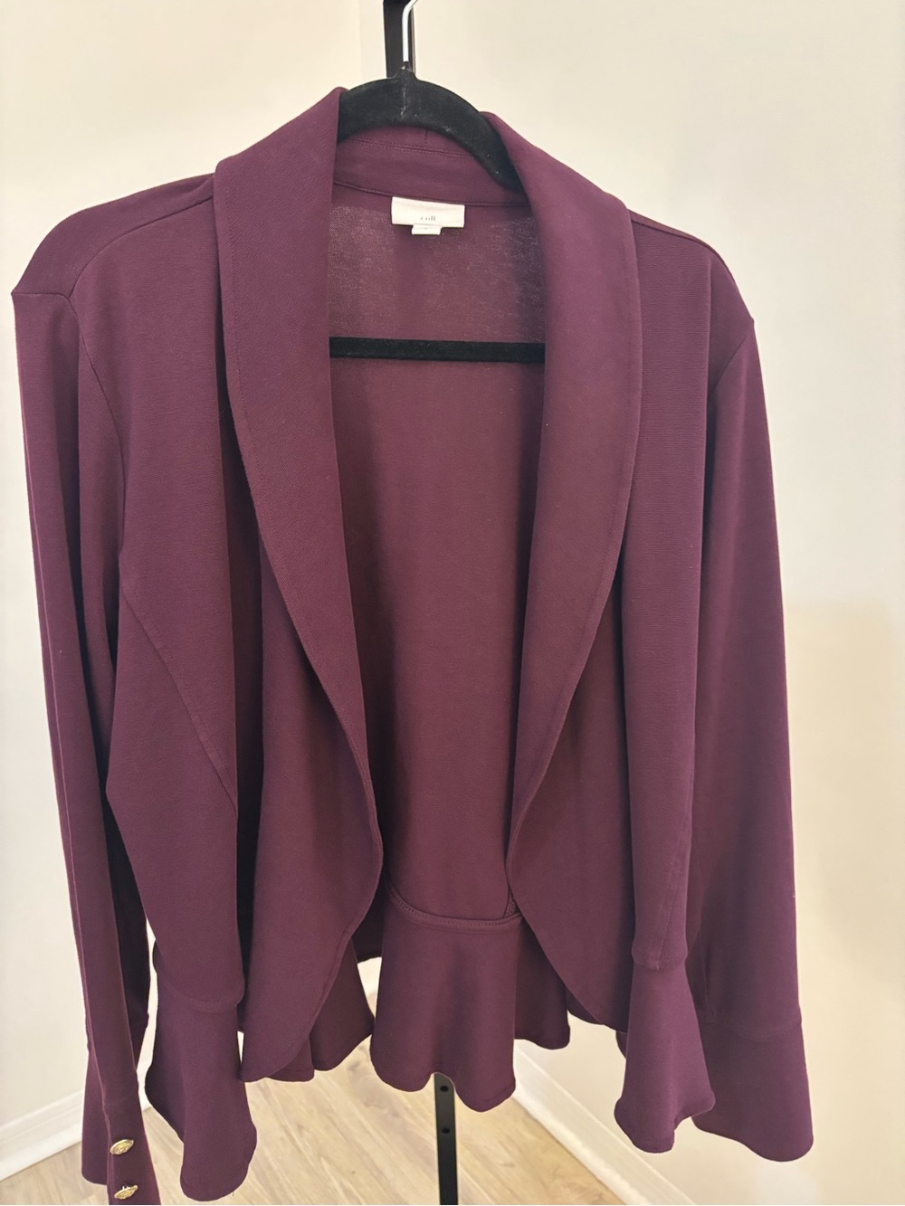 J. Jill Plum Open-Front Shawl Collar Jacket